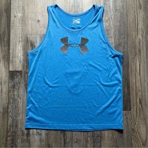 Men’s Under Armour Heat Gear Tank Top Blue Surf Board Size XL
